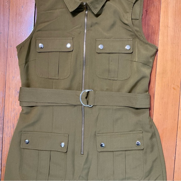 Sharagano Olive Green Size 10 Knee Length Sleeveless Dress - Picture 4 of 6